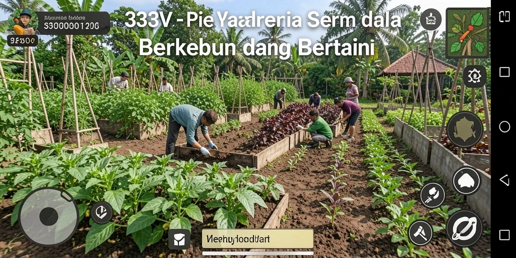 Tangkapan layar gameplay 333V menampilkan aktivitas bertani yang seru.