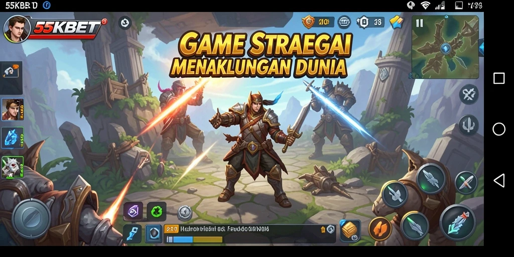 Tangkapan layar menunjukkan aksi seru dalam gameplay SLG 55KBET.