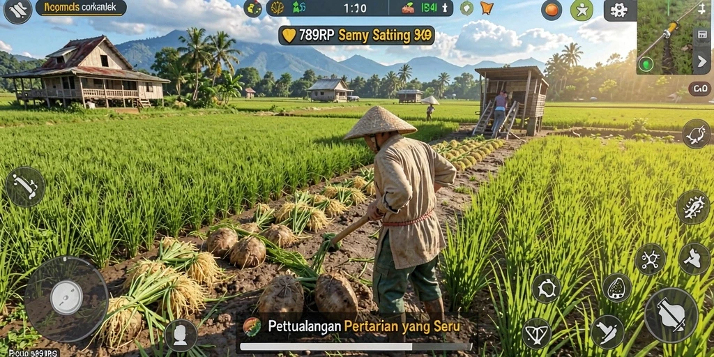 Tangkapan layar dari gameplay <strong>789RP</strong> yang menunjukkan aktivitas bertani yang menyenangkan.