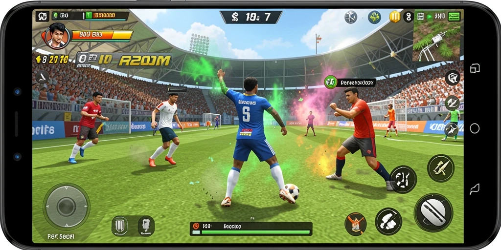 Screenshot utama A200M menampilkan momen seru pertandingan olahraga.