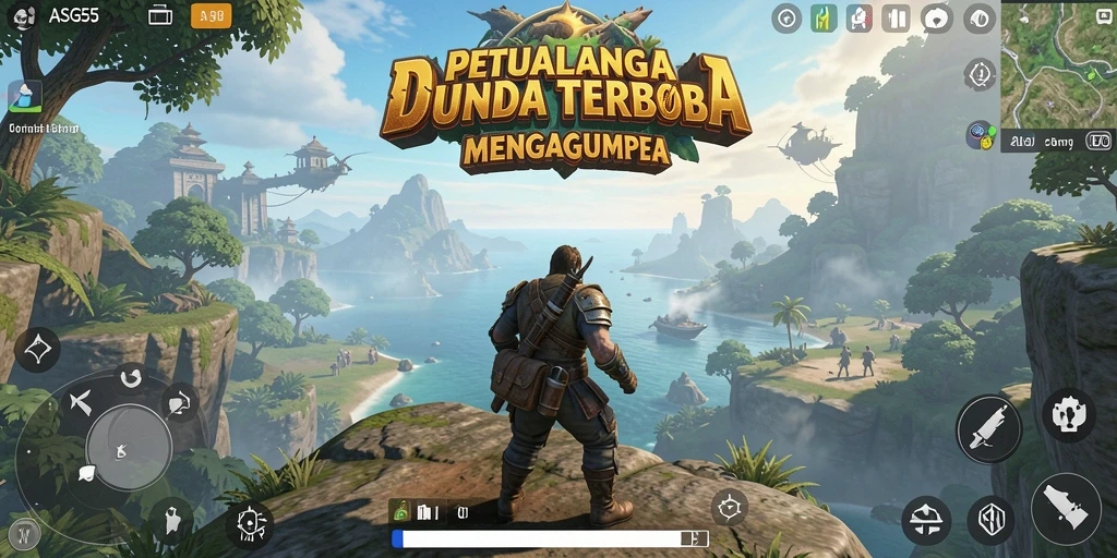 Screenshot gameplay ASG55 yang menampilkan eksplorasi dunia terbuka.