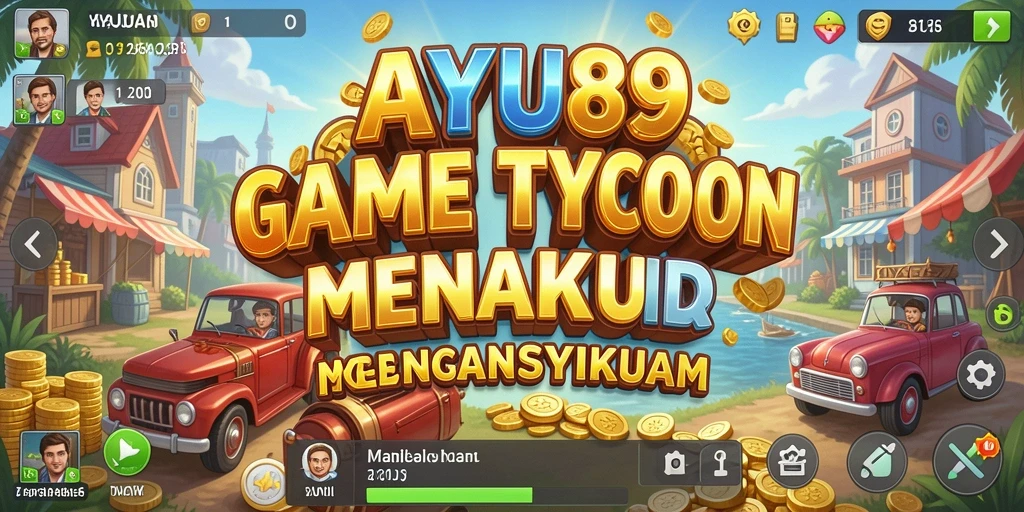 Screenshot gameplay AYU89 menampilkan suasana bisnis yang dinamis.