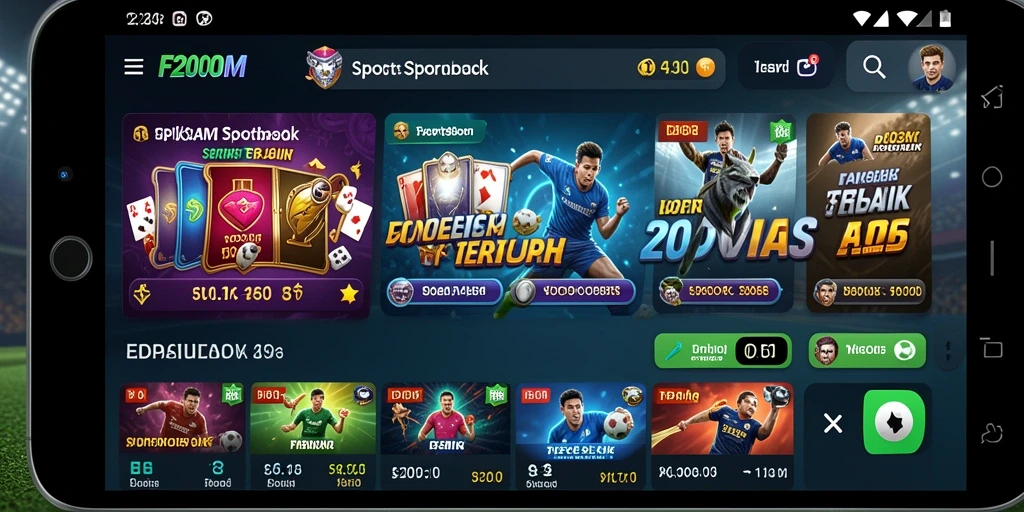 Tampilan screenshot <strong>F200M</strong> menampilkan fitur taruhan langsung dalam pertandingan.