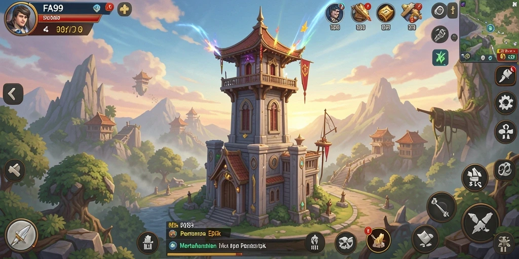 Screenshot FA99 menunjukkan pertempuran menara yang mendebarkan.