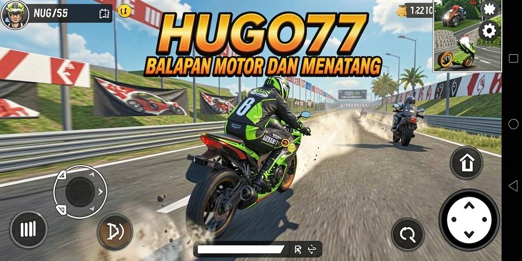 Tampilan gameplay balapan motor yang seru dan dinamis.