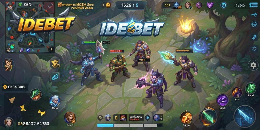 Tampilan aksi mendebarkan dalam gameplay MOBA di IDEBET.