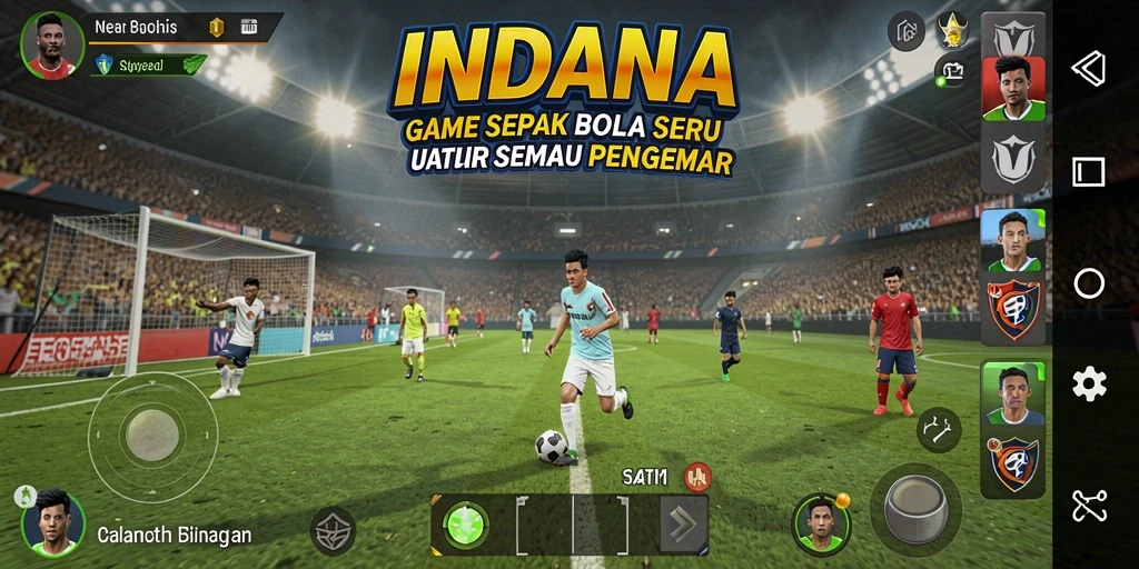 Tampilan gameplay seru dalam INDAAA dengan grafis sepak bola yang menakjubkan.