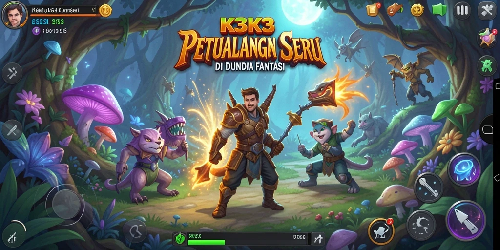 Tampilan menarik dalam gameplay seru K3K3 saat menjelajahi dunia fantasi.