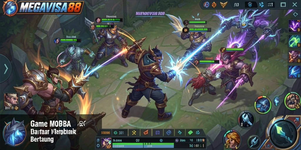 Tampilan gameplay MOBA yang seru dan kompetitif di MEGAVISA88.