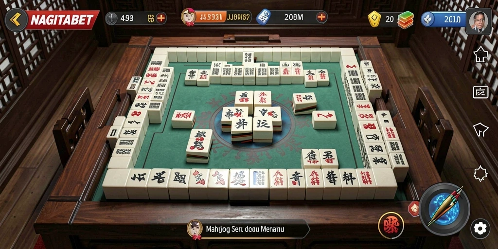 Screenshot NAGITABET menampilkan gameplay Mahjong yang menarik.