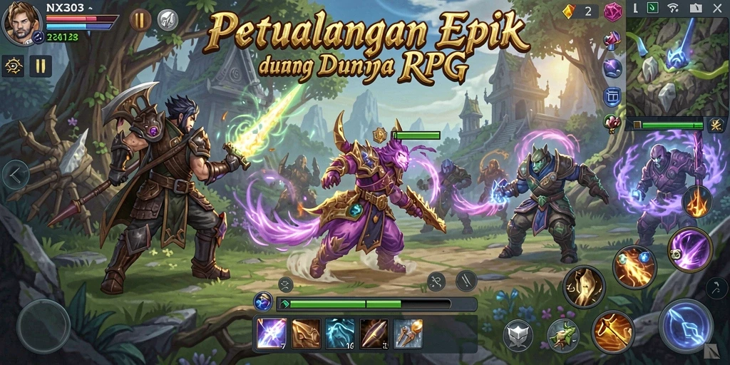 Tampilan menakjubkan dari gameplay RPG yang menarik dan interaktif.