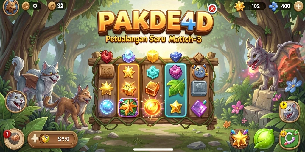 Gameplay seru PAKDE4D dengan berbagai tantangan Match-3.