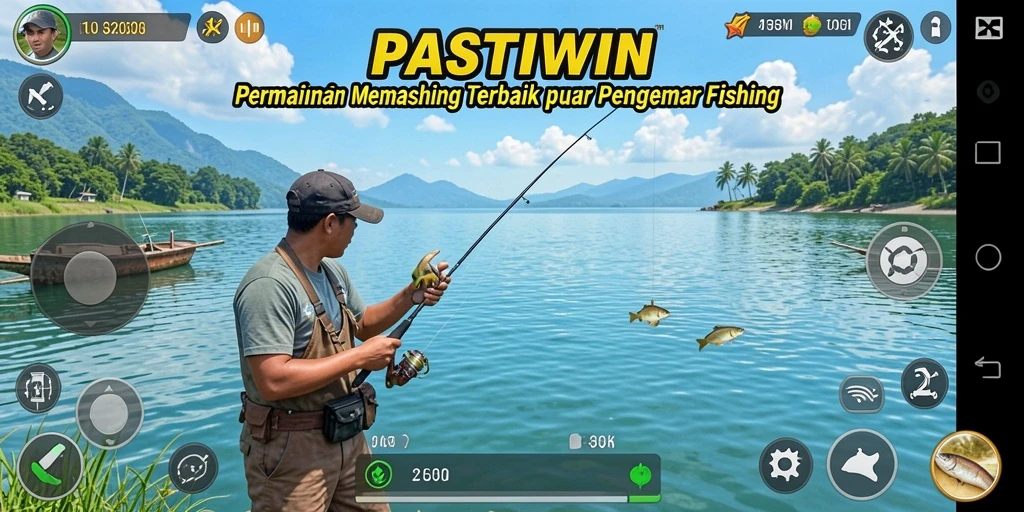 Tampilan gameplay PASTIWIN yang memukau dalam petualangan memancing.
