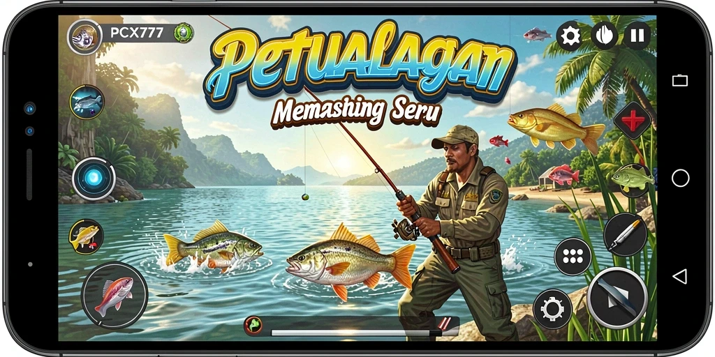 Tangkapan ikan besar dalam gameplay PCX777 yang mendebarkan.