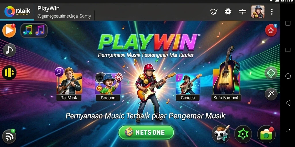 Tampilan gameplay inovatif PLAYWIN dengan interaksi musik.