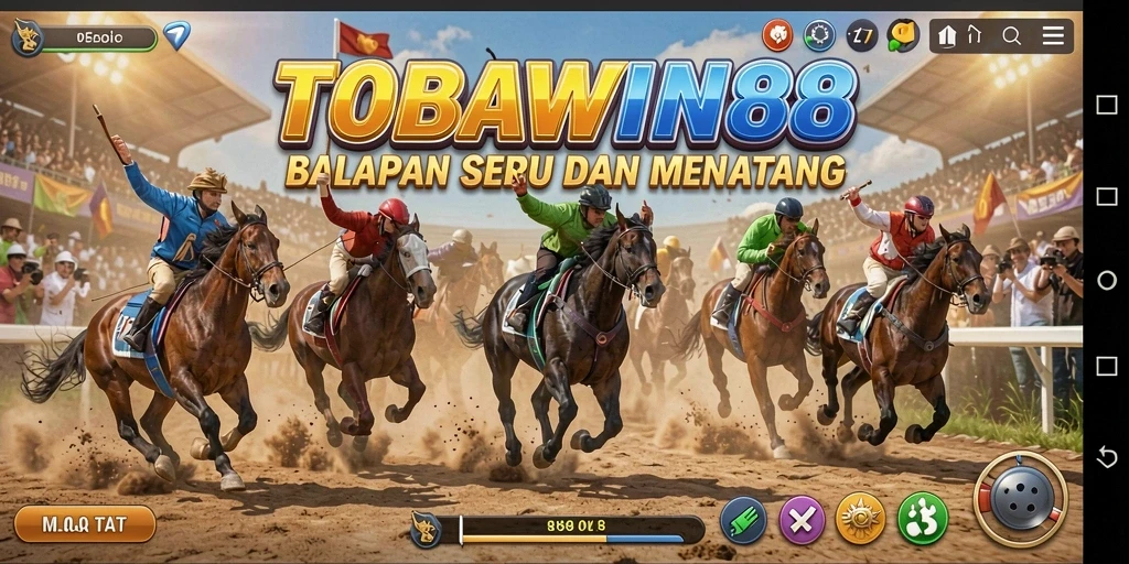 Tangkapan layar gameplay utama TOBAWIN88 yang menampilkan aksi balapan yang intens.