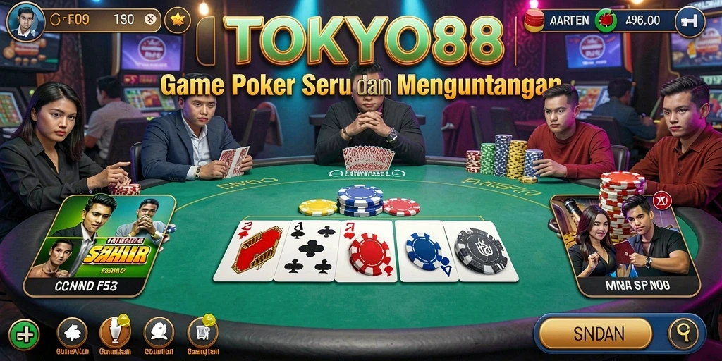 Screenshot gameplay TOKYO88 menampilkan sesi poker yang mendebarkan.